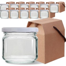 mir 韓國方形矮款玻璃瓶 W 500 + 中型矮款盒 12入組, 400ml, 1套