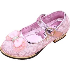 BEBEMARU 女童蕾絲串珠跟鞋 9640