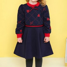 JELISPOON 女童款愛心針織長袖洋裝