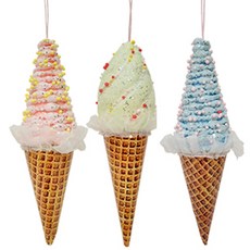 聖誕棉花糖甜筒3件組, 混色, 15cm