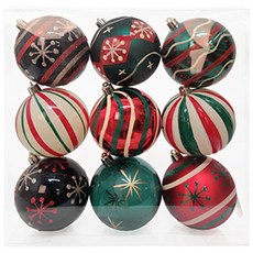 MASHMARIGOLD 聖誕節紅綠樹球多合一套組, 紅綠, 8cm, 9個