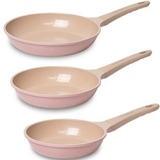 OSLO 電磁爐適用Pig系列陶瓷不沾鍋具 3件組, 煎鍋20cm+24cm+炒鍋28cm, 混合色