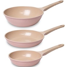 OSLO 電磁爐適用Pig系列陶瓷不沾鍋具 3件組, 煎鍋20cm+28cm+炒鍋28cm, 單品, 混色