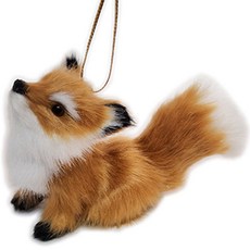 毛氈小狐狸聖誕樹裝飾品, 棕色, 7cm, 1個