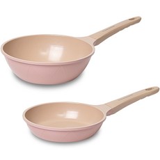 OSLO IH電磁爐適用Pig鍋具2件組, 混色, 平底鍋 20cm+平底鍋 24cm, 1組