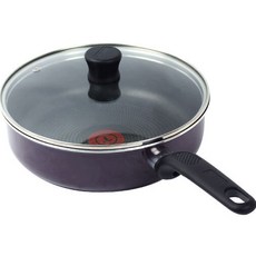 Tefal 特福 Boost Distortion系列不沾單柄鍋+玻璃鍋蓋, 24cm, 紫色, 1組