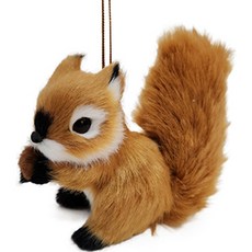 聖誕節毛氈松鼠娃娃 樹飾, 棕色, 10cm