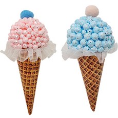 聖誕圓珠蕾絲圓錐飾品2件組, 混色, 18cm