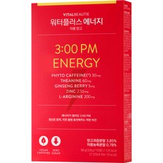 VITALBEAUTIE 3:00PM植物咖啡因茶胺酸保健粉隨身包 葡萄柚芒果口味 10條入, 38g, 1盒