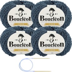 니뜨 부클레옹 뜨개실 50g x 4p + 줄바늘 5mm 세트, 312 데님, 1개