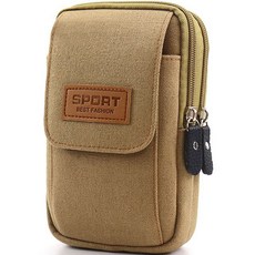 DTree 男用手機腰間收納小包 卡其色 直式