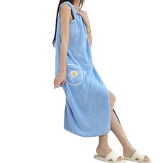 Sonio 雛菊口袋舒適色感連身浴袍 大型, 1個, 04 天空藍