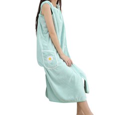 소니오 데이지 포켓 포근한 컬러감 원피스 샤워 가운 대형, 03 말차그린, 1개