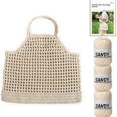 Yarna Sandy 扁平網袋 Sandy 3入 + 印刷圖案套組, 2 象牙白, 1套