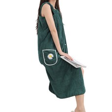 Sonio 雛菊口袋舒適色感連身浴袍 大型, 1個, 05 橄欖綠