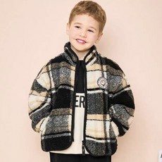 JELISPOON 童款印花高領柔軟毛絨拉鍊外套