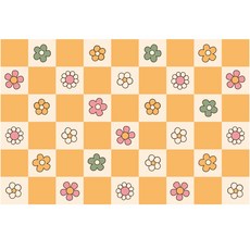 HOMEDAUM 可水洗Q彈珪藻土5層加強吸水地墊, 黃色棋盤格花園, 1個