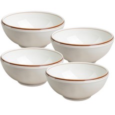 Syracuse CHINA Maple陶瓷滾邊面碗 直徑18.5cm, 線棕色, 4個