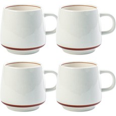 시라쿠스 메이플 머그컵 300ml, 라인브라운, 4개