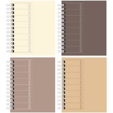 morning glory 2000 左翻 Bium 單字本 4款 x 3入組 100張, 象牙白, 深棕色, 棕色, 米色, 1套