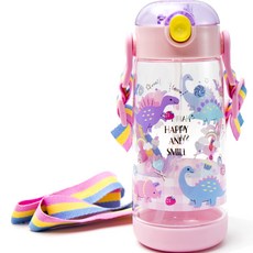 Skater 彩色恐龍印花防滑一鍵式水壺 附吸管 PDSH5, 混色, 480ml