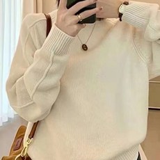 Paperments 女款舒適圓領長袖針織衫 06906