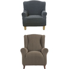 sofaskins 塞維亞 1人座沙發套 + 格拉姆 1人座沙發套, 銀灰色(塞維亞), 亞麻棕色(格拉姆)