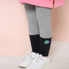 JELISPOON 童款微笑撲克刺繡拼色打底褲