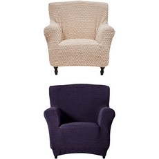 sofaskins 瓦倫西亞 1人座沙發套 + 馬汀 1人座沙發套, 淺米色(瓦倫西亞), 紫羅蘭色(馬汀)