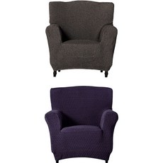 sofaskins Bilbao 1人座沙發套 + Martin 1人座沙發套, 1套, 深灰色(Bilbao), 紫羅蘭色(Martin)