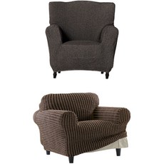 sofaskins Bilbao 單人座沙發套 + Golden 單人座沙發套, 深灰色(Bilbao), 復古棕色(Golden)