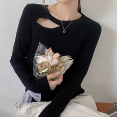 ViVEMO 女款綁帶鏤空修身針織T恤 04943