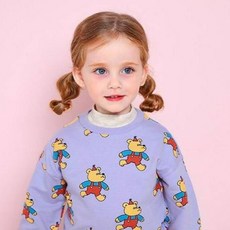 milk mile 童款Merci緞帶小熊圖案假高領