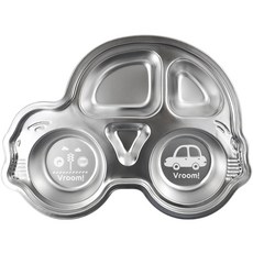 kitchen U 噗噗車 不鏽鋼5格餐盤 2入, 單品, 銀色, 1個