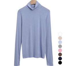 플랜데이 여성용 데일리 스판 핸드 워머 폴라 긴팔 티셔츠