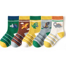 IBboom 男童恐龍朋友中筒襪5件組 F72