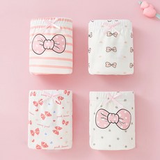 IBboom 女童粉紅蝴蝶結棉質平口內褲4件組 C21