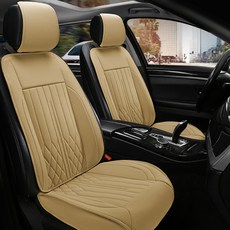 River Fox 車用絎縫打孔坐墊 + 椅背套 全包覆式套組, 鞍棕色, 1套