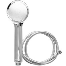 bathtem Rewater系列增壓蓮蓬頭+PVC淋浴軟管 2m, 銀色(蓮蓬頭)+灰色(淋浴軟管), 1組