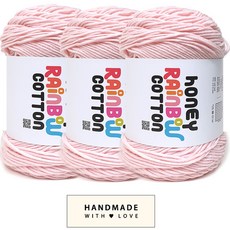 니뜨 허니레인보우코튼 뜨개실 100g x 3p + 코튼라벨 바코드 세트, 1개, 305베이비핑크