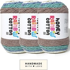 Knitt 蜂蜜彩虹棉針織線 100g x 3入 + 棉質標籤條碼組, 535卡其棕, 1個