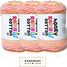 니뜨 허니레인보우코튼 뜨개실 100g x 3p + 코튼라벨 바코드 세트, 532베이비핑크, 1개