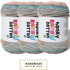 니뜨 허니레인보우코튼 뜨개실 100g x 3p + 코튼라벨 바코드 세트, 1개, 525그레이스카이
