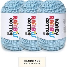 니뜨 허니레인보우코튼 뜨개실 100g x 3p + 코튼라벨 바코드 세트, 1개, 303스카이