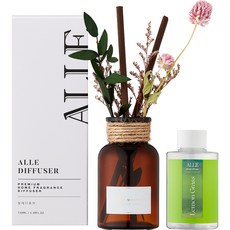 알레 시그니처 천일홍 디퓨저 + 드라이플라워 랜덤발송 세트, 레몬그라스, 130ml, 1개