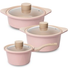 Dream Chef Oslo Pig 電磁爐鍋具3件組, 18cm 單柄鍋 + 22cm 深湯鍋 + 24cm 雙耳鍋, 1套, 混合色
