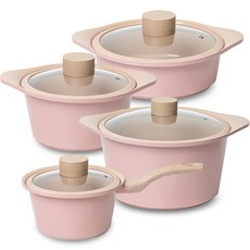 Dream Chef Oslo PIG 電磁爐鍋具4件組, 18cm 單柄鍋 + 20cm 雙耳鍋 + 22cm 火鍋 + 28cm 湯鍋, 1套, 混合色