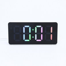 레인보우 LED 전자 디지털 시계, 화이트