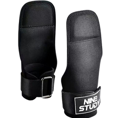 Blue Bucket硬舉鉤拳擊健身手套 雙手穿戴, 黑色