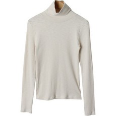 시크블랙 여성용 미미스 폴라 골지 긴팔티 cpt13333k38